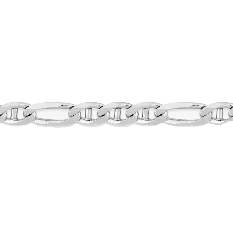 Bracelet homme 18 cm - Gourmette marine - Or blanc 18 Carats - Largeur 3 mm - vue 2
