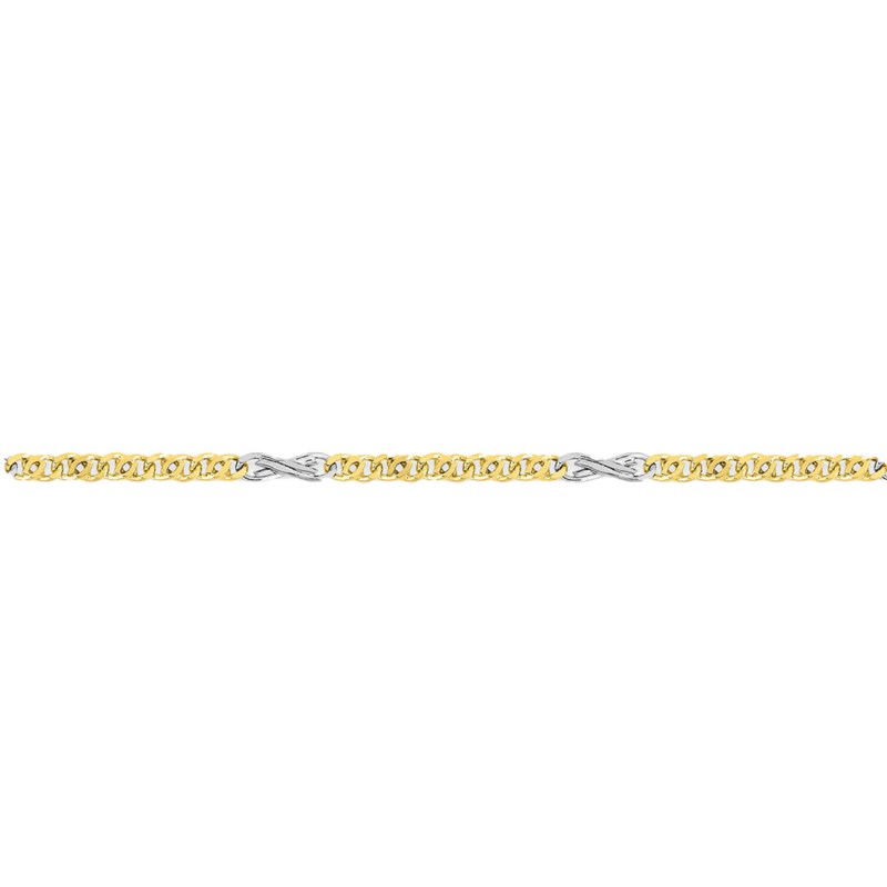Bracelet mixte 18 cm - Bicolore - Or 18 Carats - Largeur 3 mm - vue 2