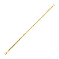 Bracelet femme 18 cm - Maille boules - Bicolore - Or 18 Carats