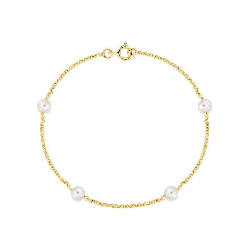 Bracelet femme 18 cm - perle - Or 18 Carats