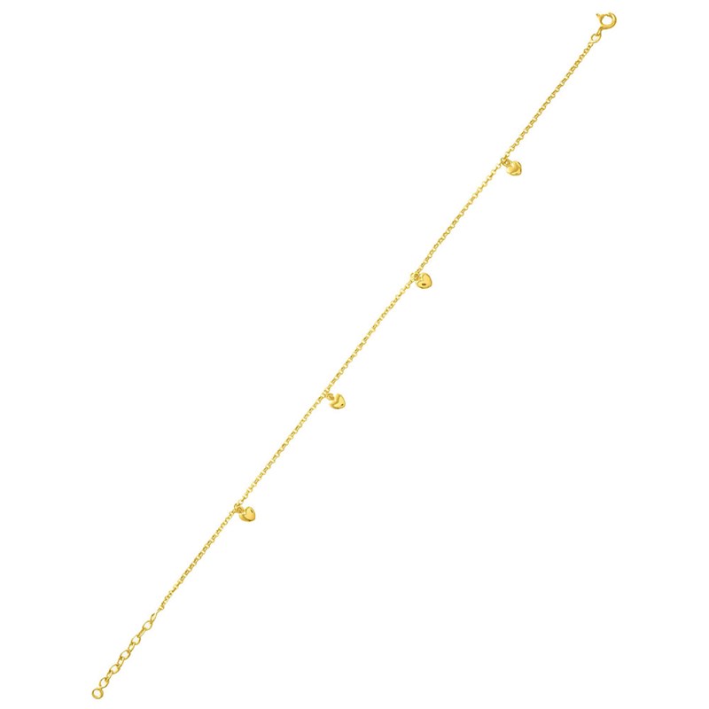 Chaîne de cheville femme - Coeur - Or 18 Carats - 25 cm