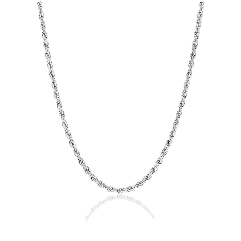 Bracelet femme - Maille corde - Or blanc 18 Carats - Largeur 1.6 mm