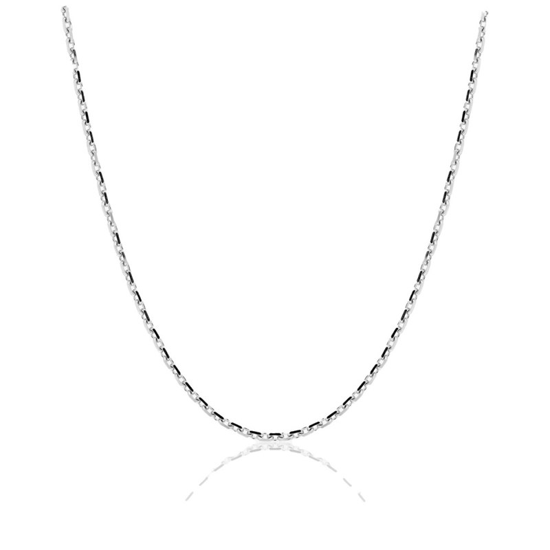 Chaîne mixte 40 cm - Maille Forçat diamanté - Or blanc 18 Carats - Largeur 1.45 mm