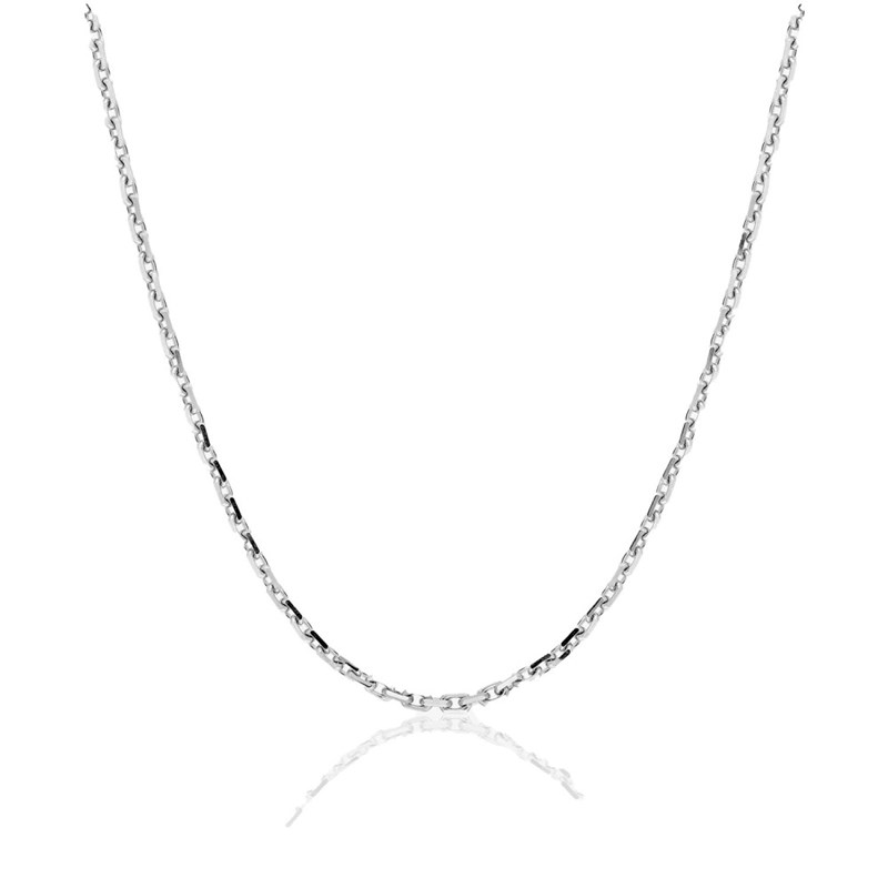 Chaîne mixte 40 cm - Maille Forçat diamanté - Or blanc 18 Carats - Largeur 1.75 mm
