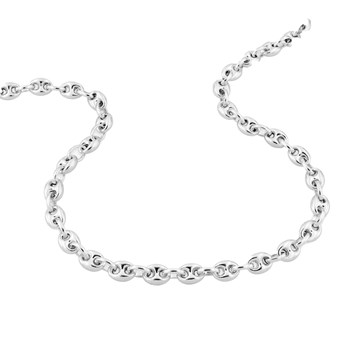 18 cm Mixed Bracelet - Coffee Bean - 18 Carat White Gold - Width 5 mm