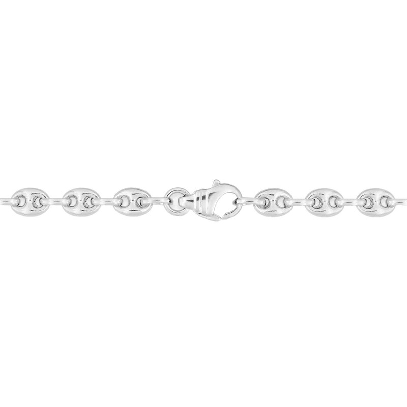 Bracelet mixte 18 cm - Grain de café - Or blanc 18 Carats - Largeur 5 mm - vue 4