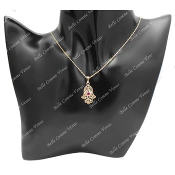 Fatma's handketting roze zirkoniumoxide GOUD verguld 750 3 micron