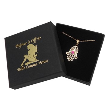 Fatma's handketting roze zirkoniumoxide GOUD verguld 750 3 micron