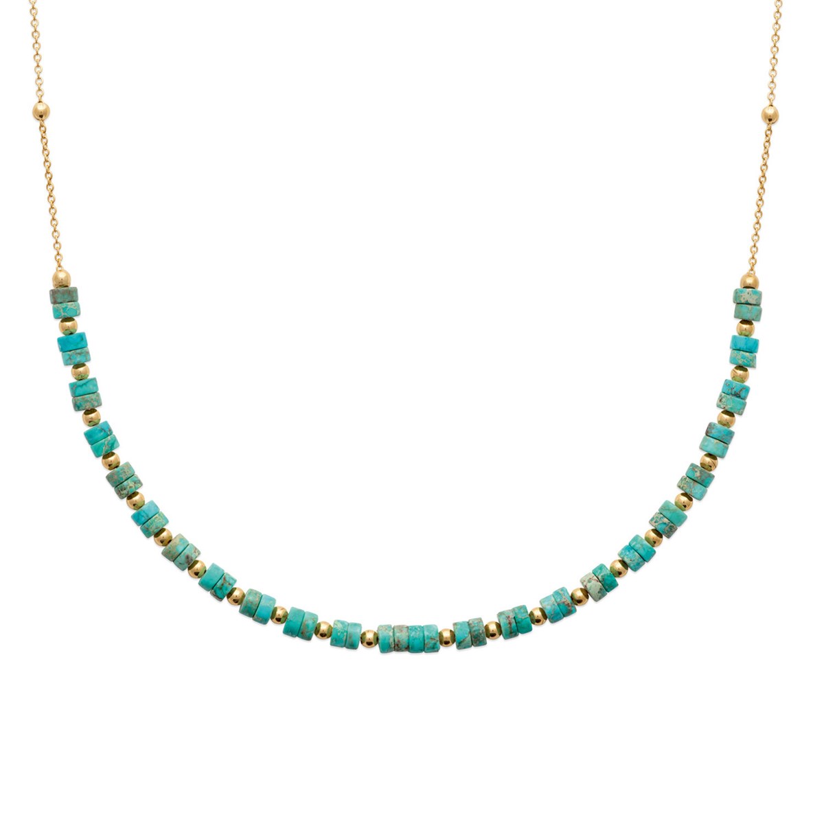 Collier Brillaxis turquoise plaqué or
45 cm