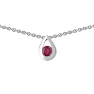 Collier or blanc 18 carats goutte rubis