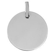 Médaille ronde or blanc 18 carats 15 mm