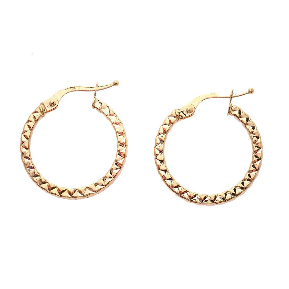 Créoles fil carré diamanté or jaune 9 carats 15 mm