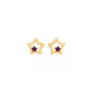 Boucles d'oreilles Brillaxis étoile émaillé violette