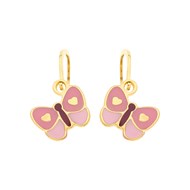 Boucles d'oreilles brisures papillons rose or jaune