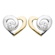 Boucles d'oreilles Brillaxis bicolore coeur