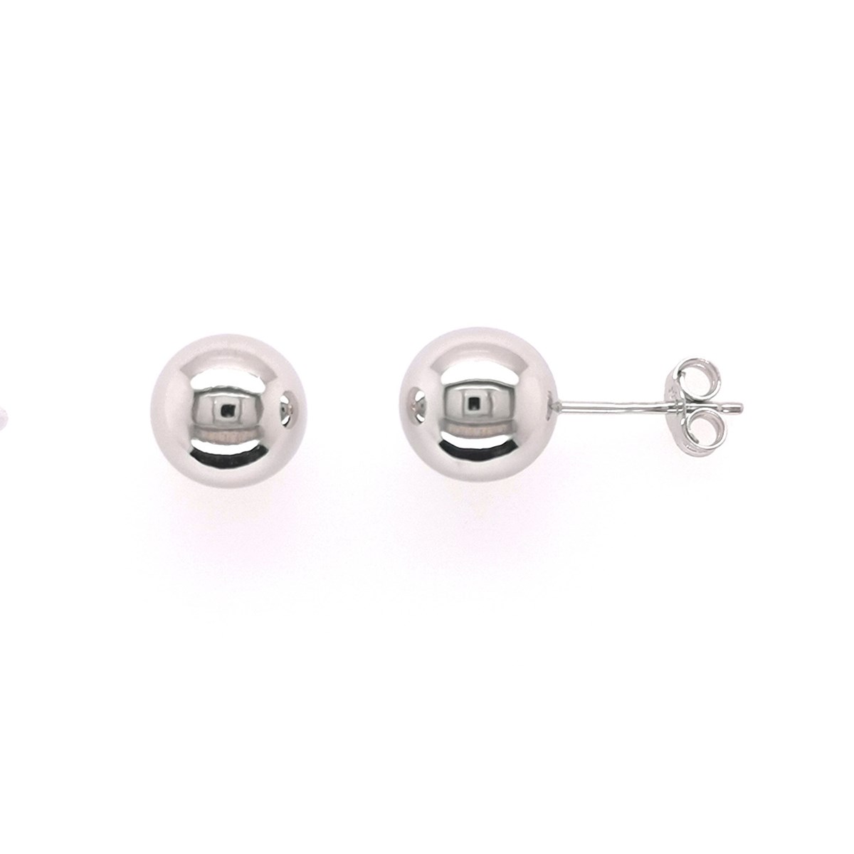 Boucles d'oreilles Boule 8 mm or blanc 18 carats