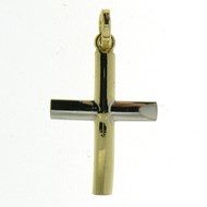 Pendentif croix or 18 carats bicolore