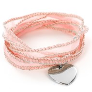 Bracelet Brillaxis soie rose coeur