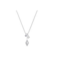 Collier Fossil Be Iconic acier et agate blanc cassé