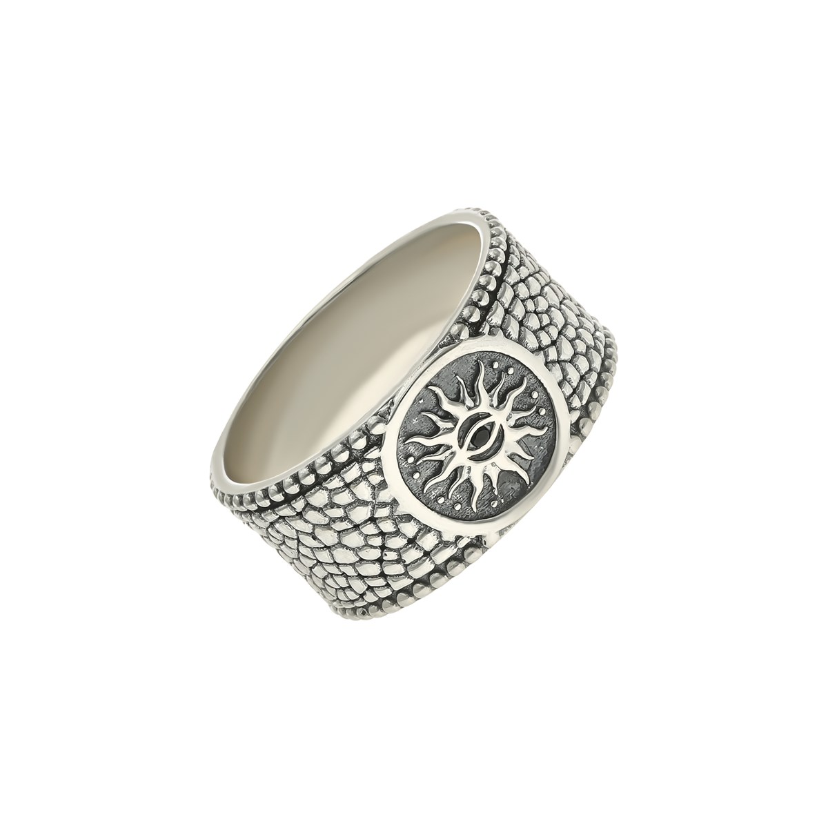 Bague Jonc Homme Argent Soleil - vue 2