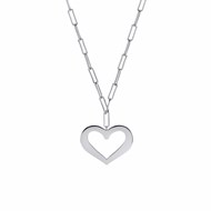 Collier Chaine Argent Rhodié Coeur Valentine