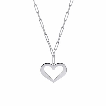 Collier Chaine Argent Rhodié Coeur Valentine
