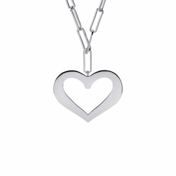 Collier Chaine Argent Rhodié Coeur Valentine