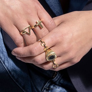 Bague Argent Doré Croix Marie