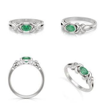 Bague ADEN Or 585 Blanc Emeraude et diamants 1.966grs