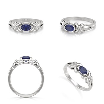 Bague ADEN Or 585 Blanc Saphir et diamants 1.966grs