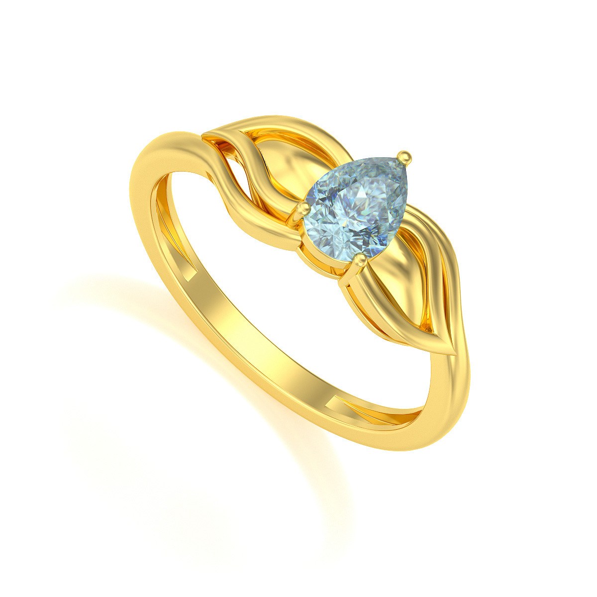 Bague ADEN Or 585 Jaune Aigue-Marine 1.92grs