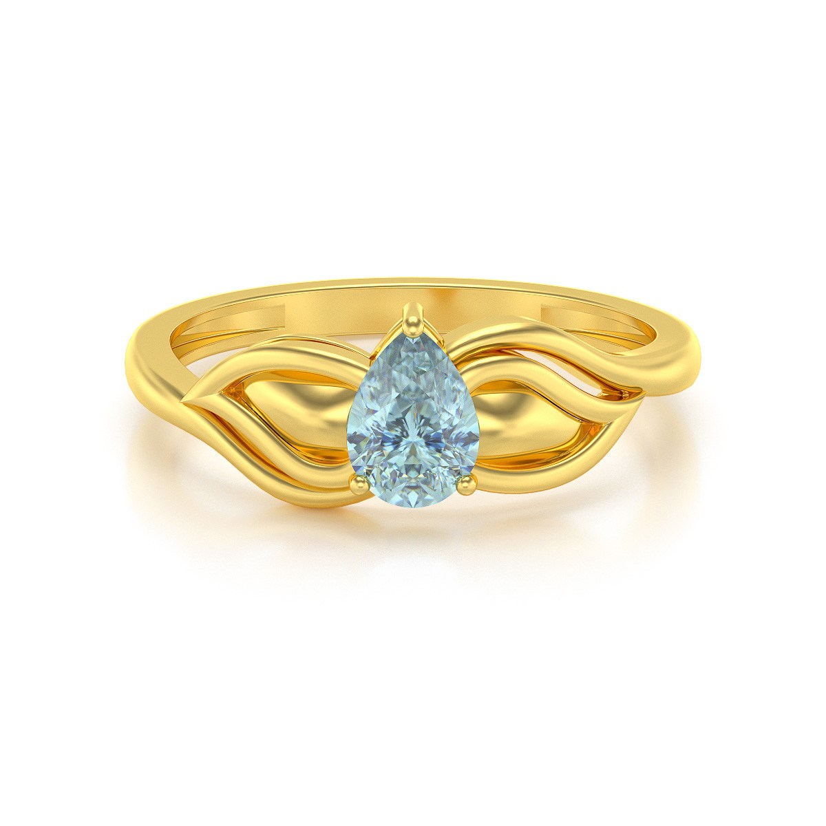 Bague ADEN Or 585 Jaune Aigue-Marine 1.92grs - vue 3