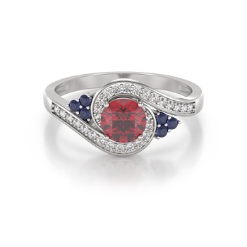 Bague ADEN Rubis Saphir et diamants sur Argent 925 2.702grs