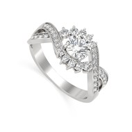 Bague Moissanite et diamants sur Argent 925 3.2grs