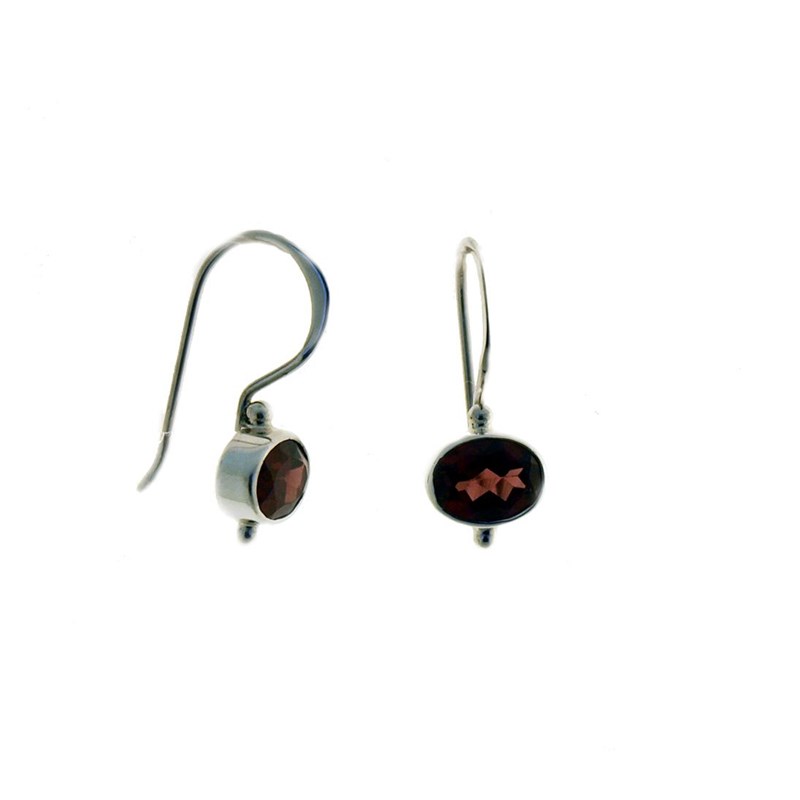 Boucles oreilles argent et grenat