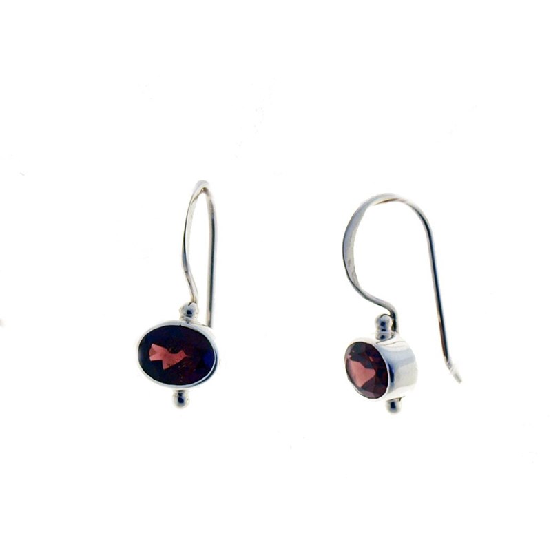 Boucles oreilles argent et grenat - vue 2