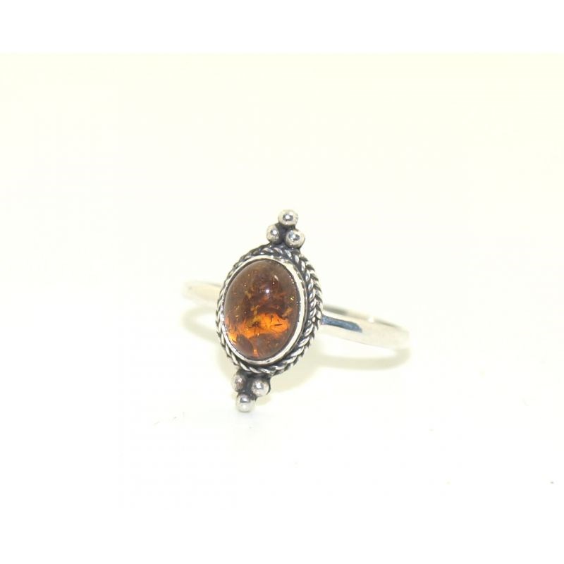 Bague argent et ambre