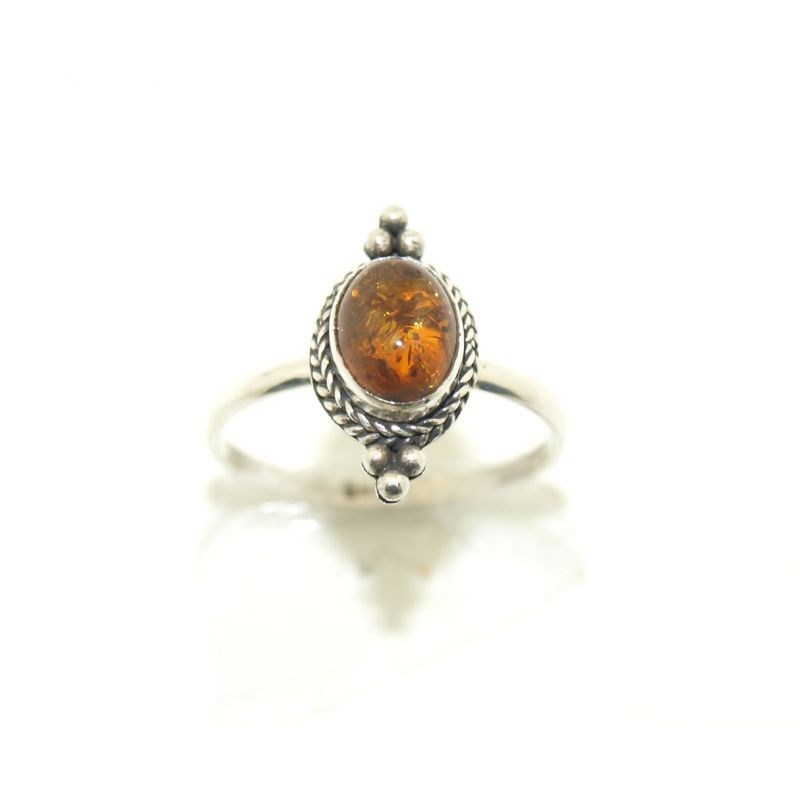 Bague argent et ambre - vue 2