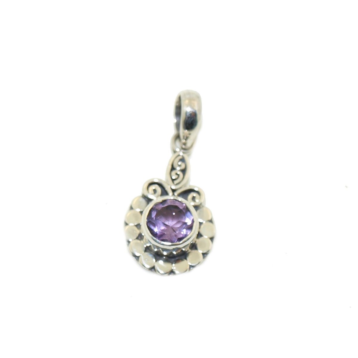 Pendentif en argent et amethyste facetté