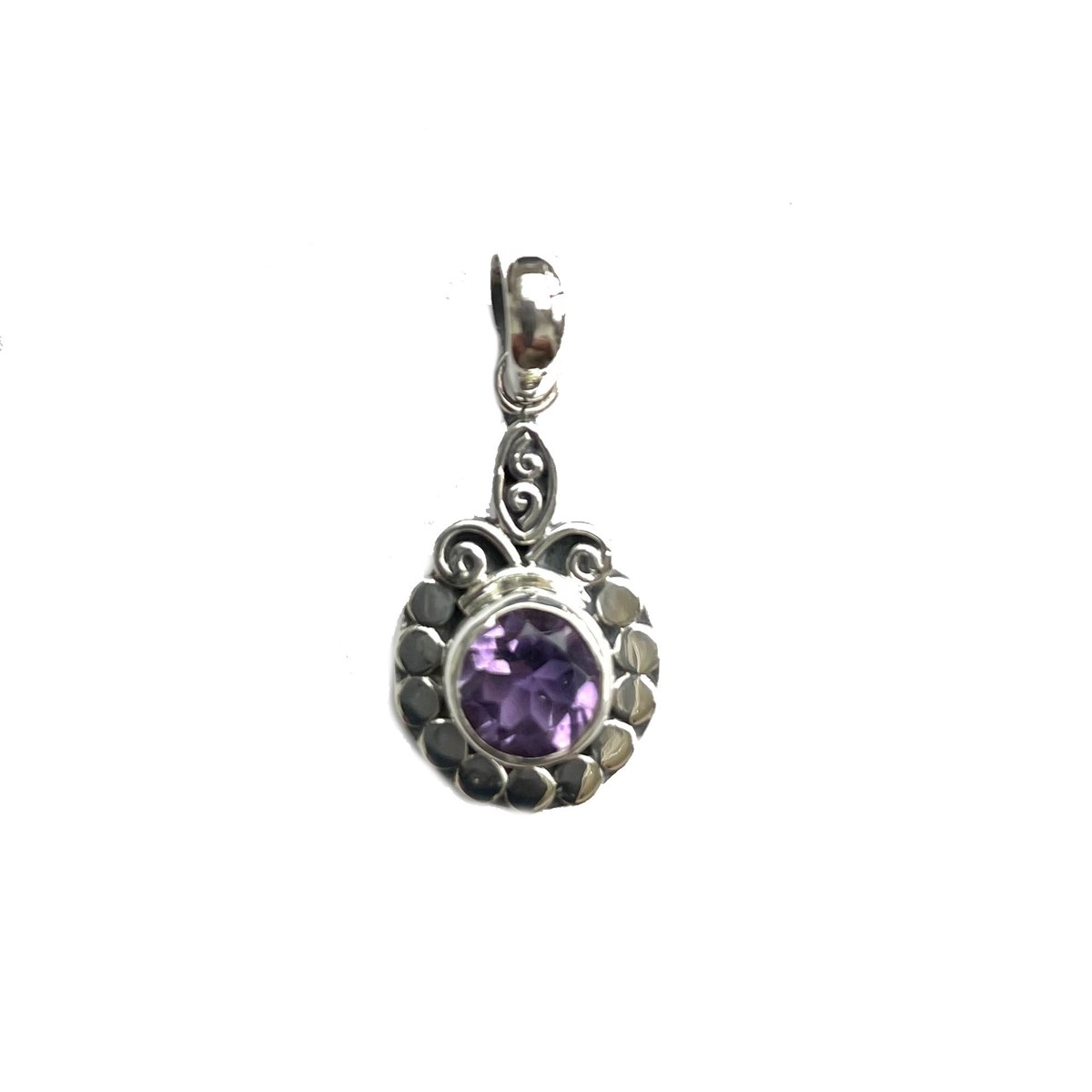 Pendentif en argent et amethyste facetté - vue 2