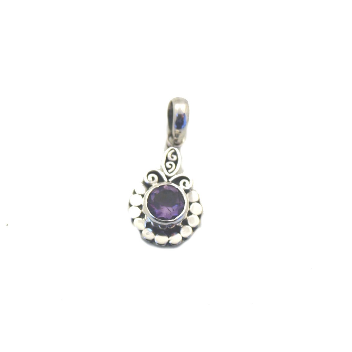 Pendentif en argent et amethyste facetté - vue 3