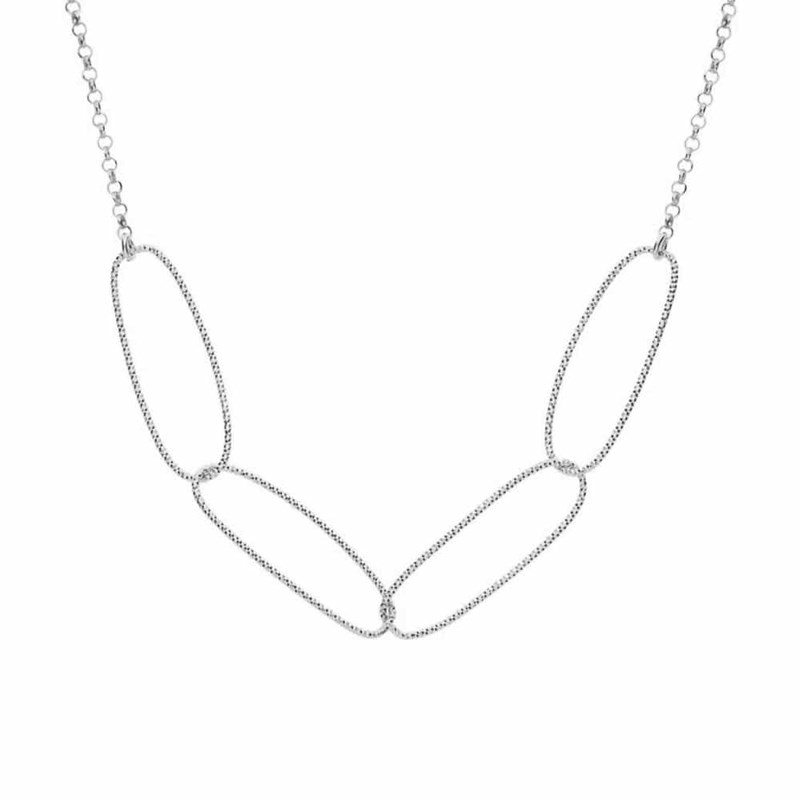 Collier Sautoir Forme Maille En Argent Et Doré Diamanté - vue 2