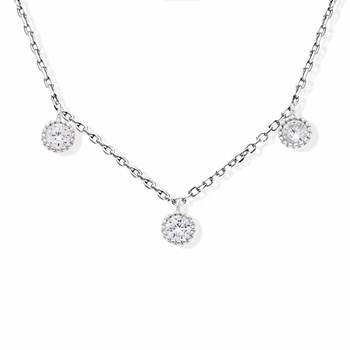 River zilveren dubbele halsketting set in zirkonium