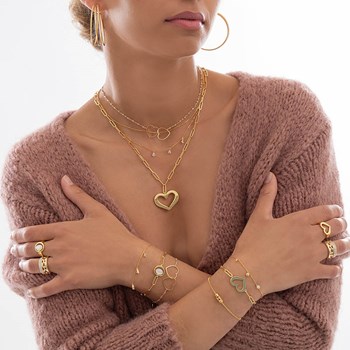 Collier Chaine Argent Doré Coeur Valentine