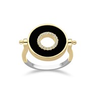 Bague En Argent Doré Anna Onyx Et Zirconium Blanc