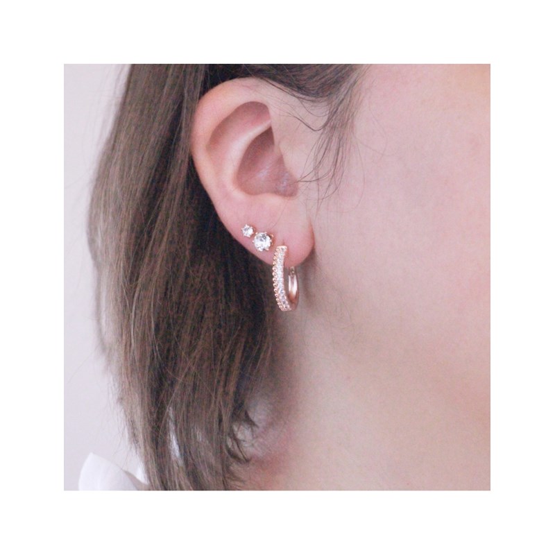 Boucles d'oreilles Aleah - Or Rosé et Cristal - vue 2