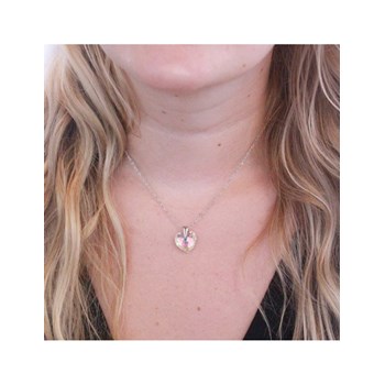 Kristallen hart hangers - Zilver en glanzend wit