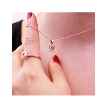 Eenvoudige vierkante hanger - Roségoud en kristal