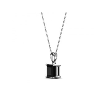 Pendentif Simple Square - Argenté et Noir