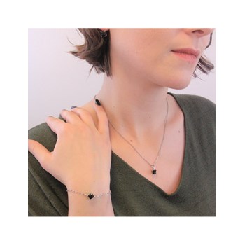 Pendentif Simple Square - Argenté et Noir